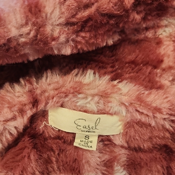 Easel Cream and Brown Teddy Jacket with Pink Accents - Picture 8 of 9